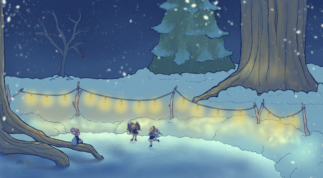 Skating winter fairies