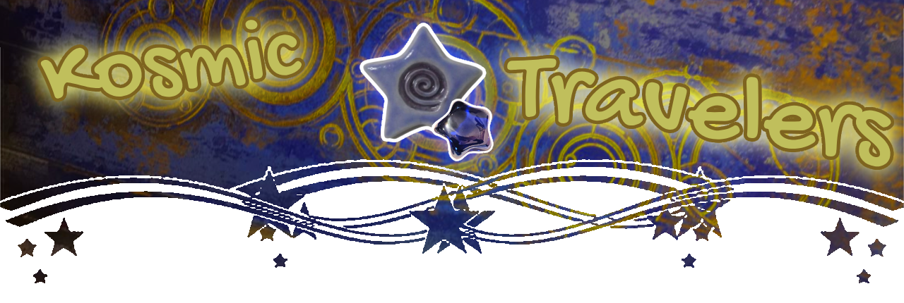 banner w/ text that says "kosmic travelers" banner w/ text that says "kosmic travelers"
