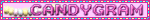 blinkie of pink text next to a candy bracelet against a light pink background reading 'candygram'