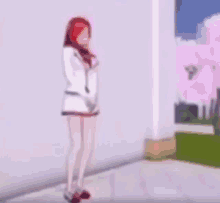 Yandere Simulator's Akane standing before suddenly being crushed by falling weights
