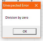 Unexpected Error, Division by zero, OK