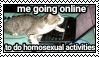 me going online to do homosexual activities stamp