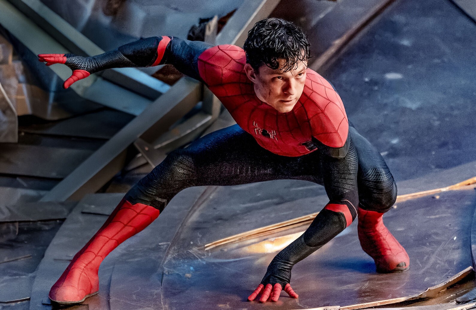 spiderman hero pose