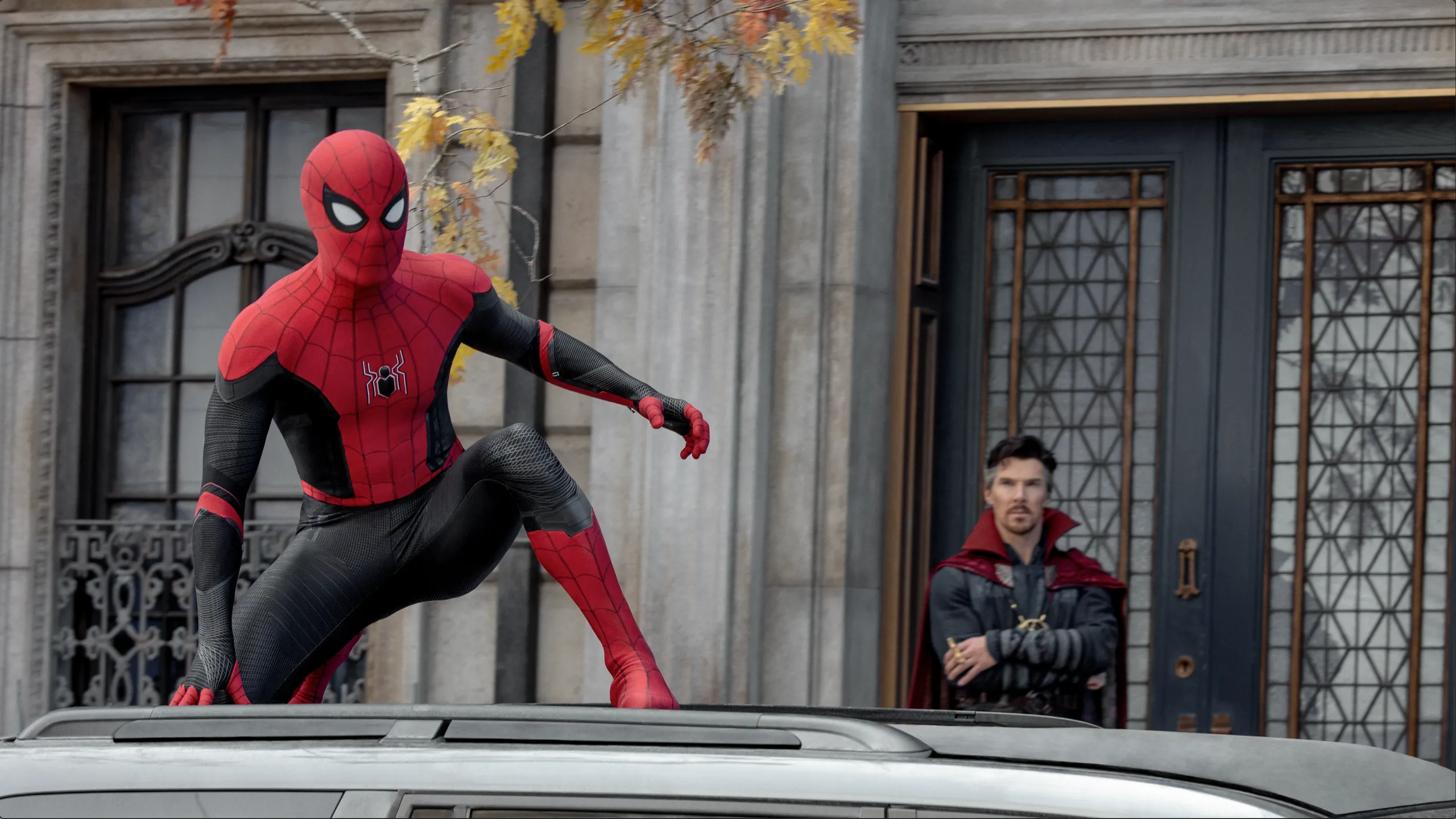 spiderman hero pose