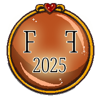 A glass container with a simple gold band framing it. There is a heart on the top of the frame, and the container is completely full of red liquid.