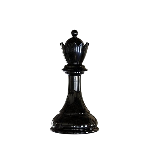 A black queen piece from a Chess set.