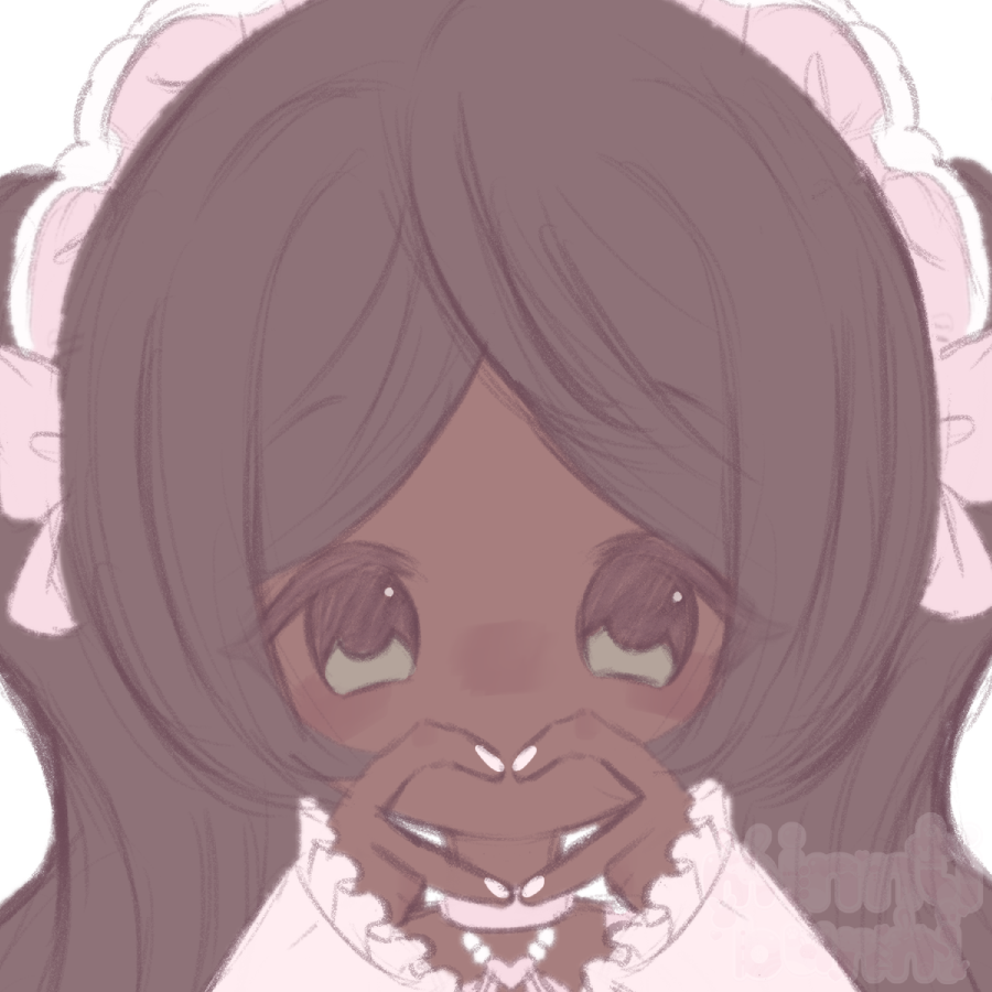 An illustration of adorablycara's (on discord) character. They are creating a heart using their fingers.