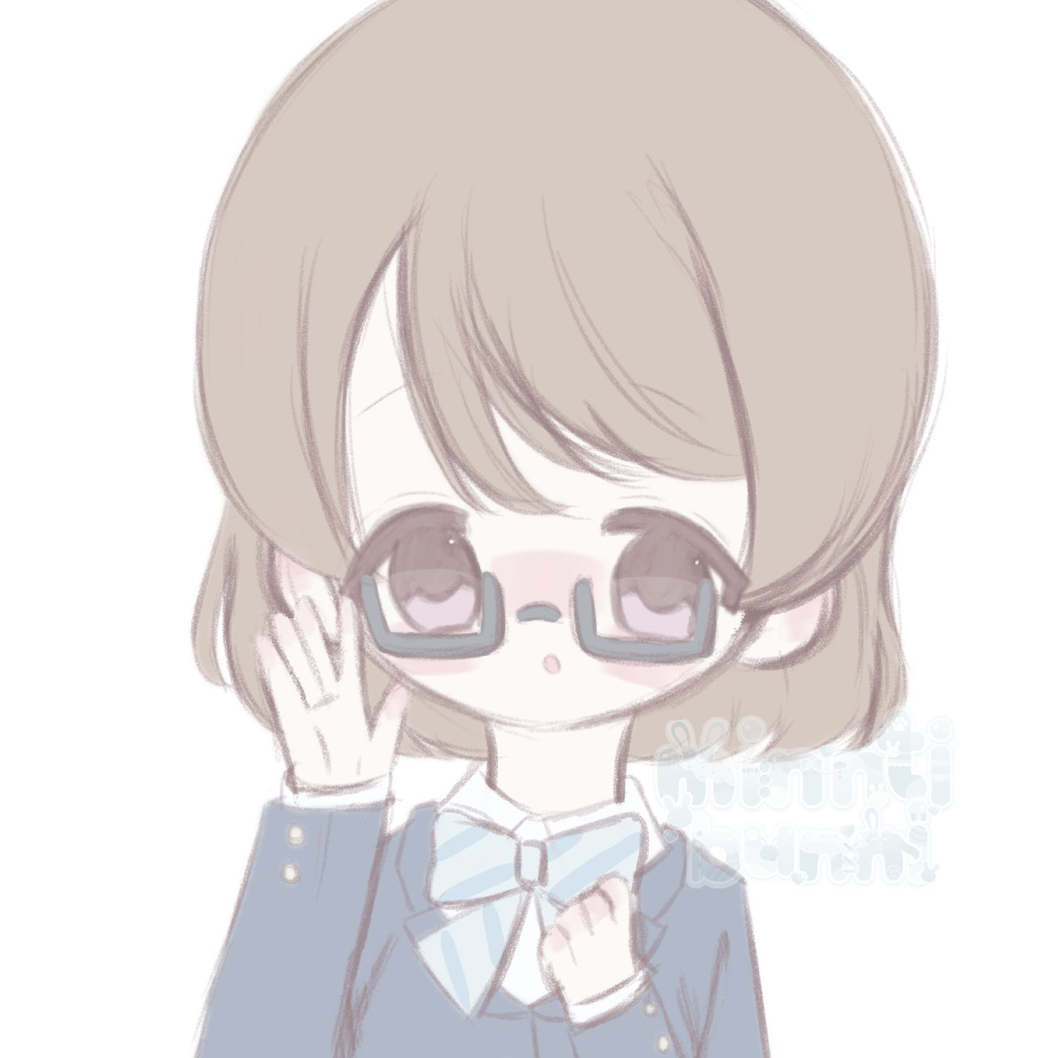 An illustration of Hanayo Koizumi from Love Live!. She is holding her glasses.