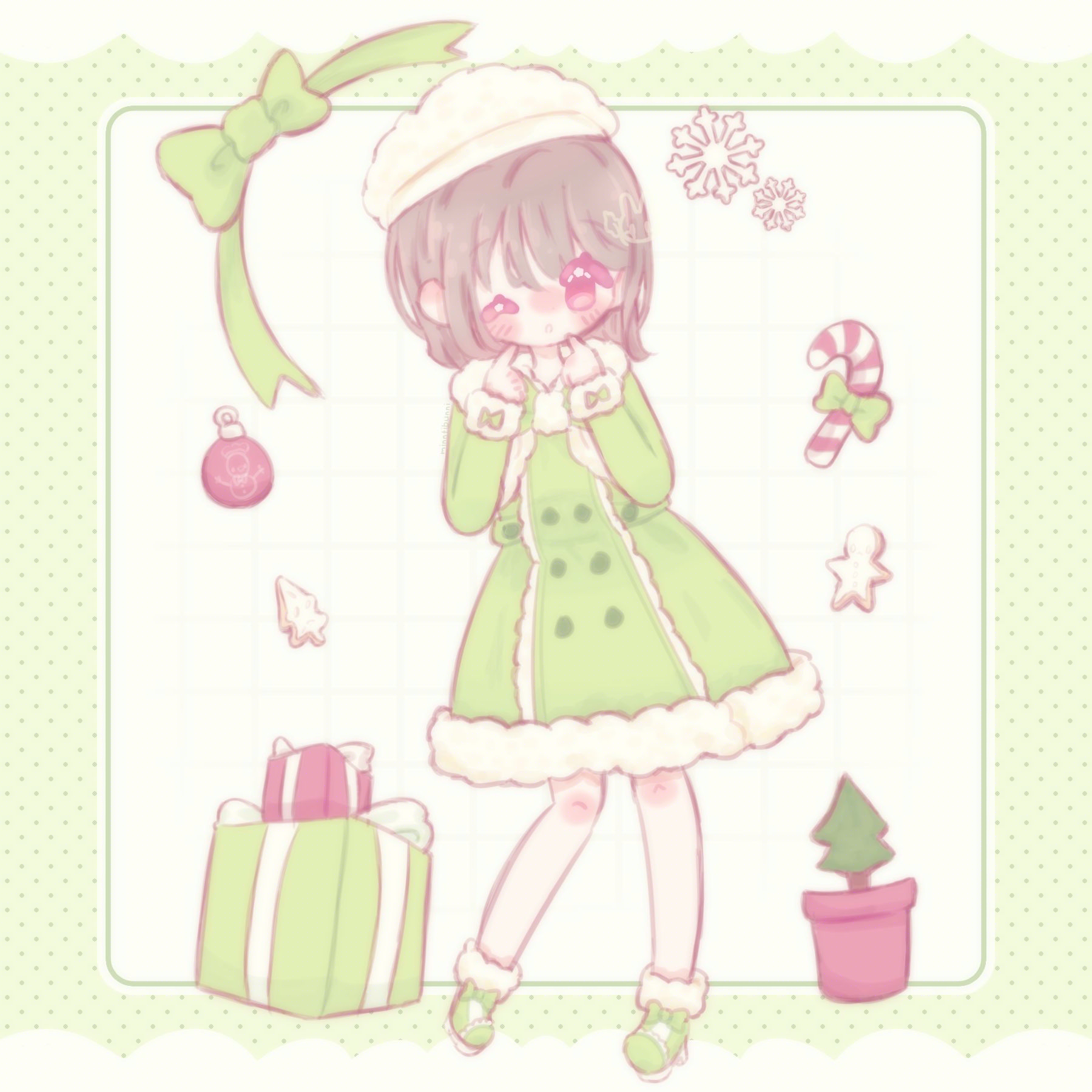 An illustration of the character 'Kasumi Nakasu' from 'Love Live Nijigasaki High School Idol Club'. She has her hands pointing towards her face and is winking.