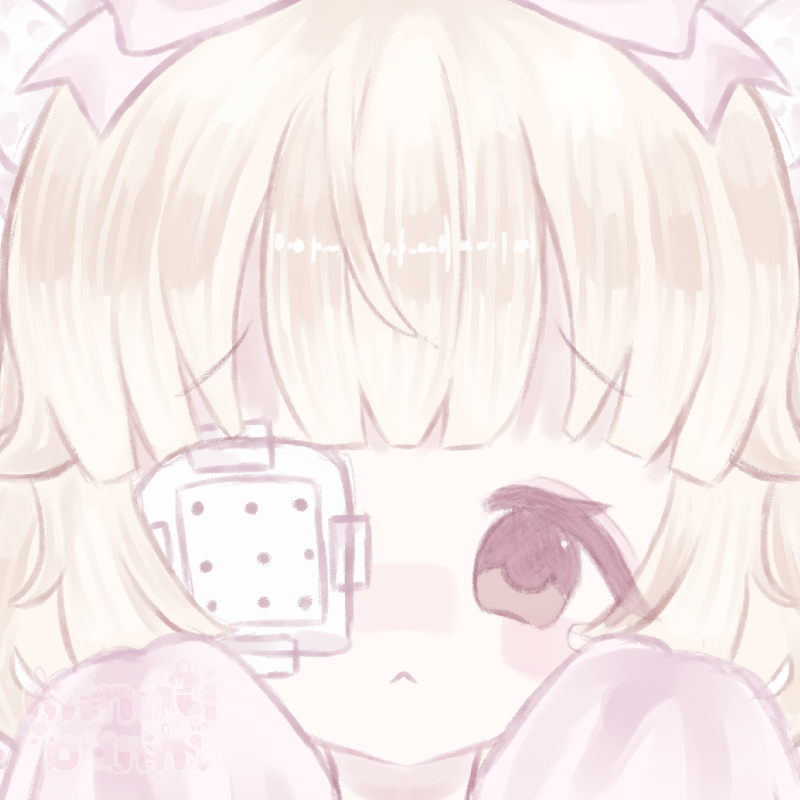 An illustration of kittn's character. They have their sleeves up to their face and are crying.
