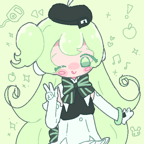 An animated GIF of the Vocaloid character 'Macne Nana' drawn in a pixel art style. She is winking and has her tongue out and is doing a peace sign with her hand.