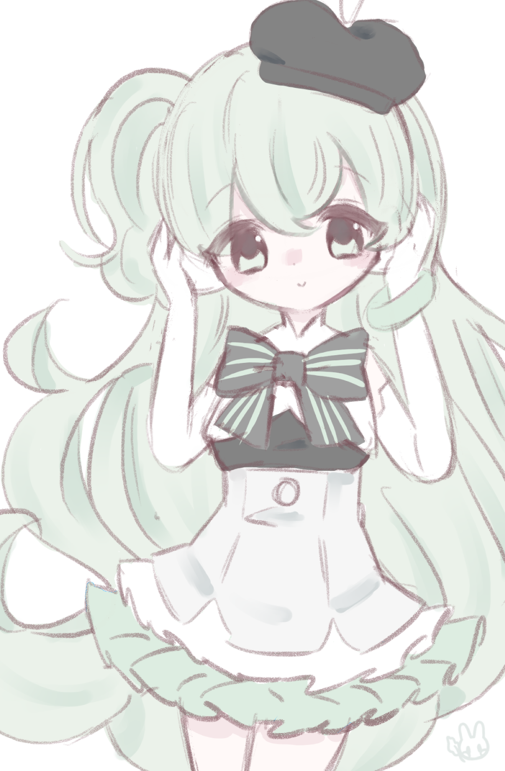 An illustration of the Vocaloid character Macne Nana. She is holding onto her headphones.