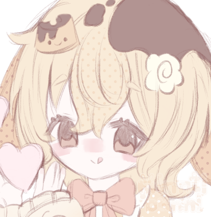 An illustration of n3wbie_07's (on discord) character. They are holding a floating heart and are sticking their toungue out.