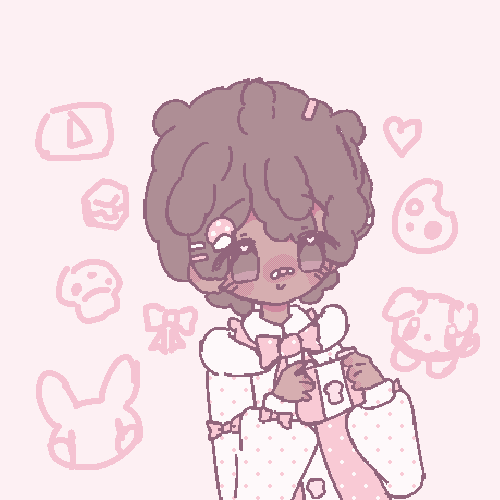 An animated GIF of my original character drawn in pixel style. He is playing on his gaming console.