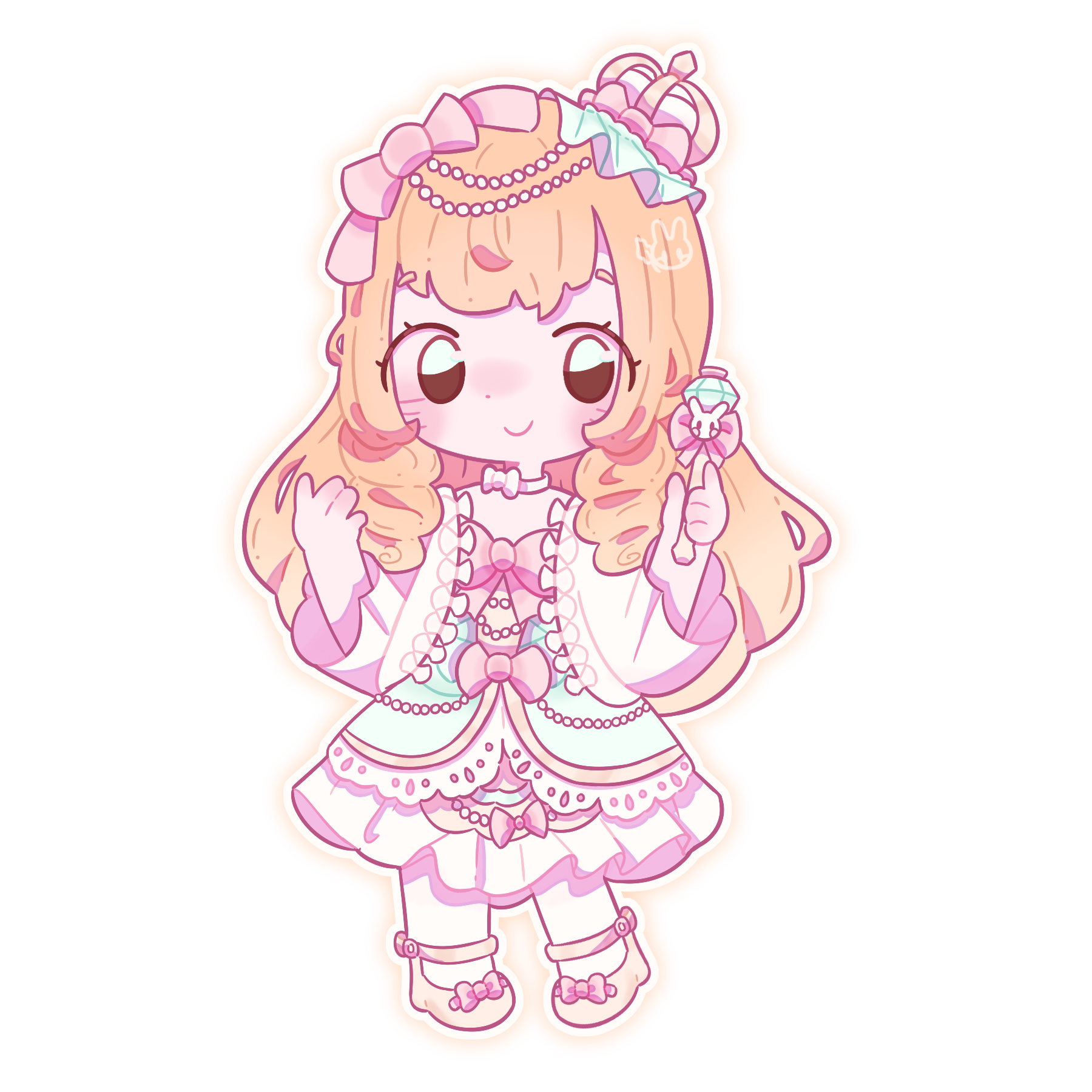 An illustration of a girl holding a scepter drawn in chibi style.