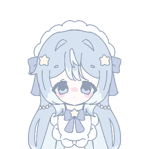 An animated GIF of my pearl themed original character drawn in pixel style. She has a blank-faced expression.