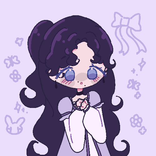 An animated GIF of sseaangel's character drawn in a pixel style. They are resting their fists on their chest.