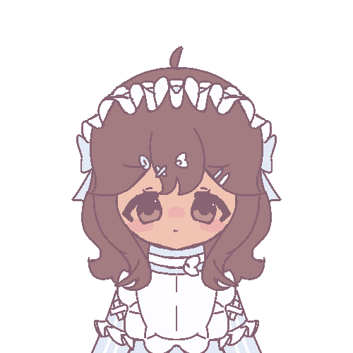 An animated GIF of my tenshi kaiwai themed original character drawn in pixel style. She is pouting.