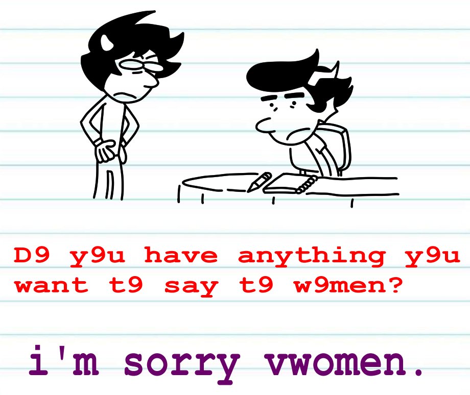 Artist: @myriadserased on Twitter. Kankri: "Do you have anything you want to say to women?" Cronus: "I'm sorry women."