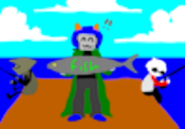 a low quality ms paint rendition of the homestuck discord ten thousand member celebration image. the image is at a very low resolution