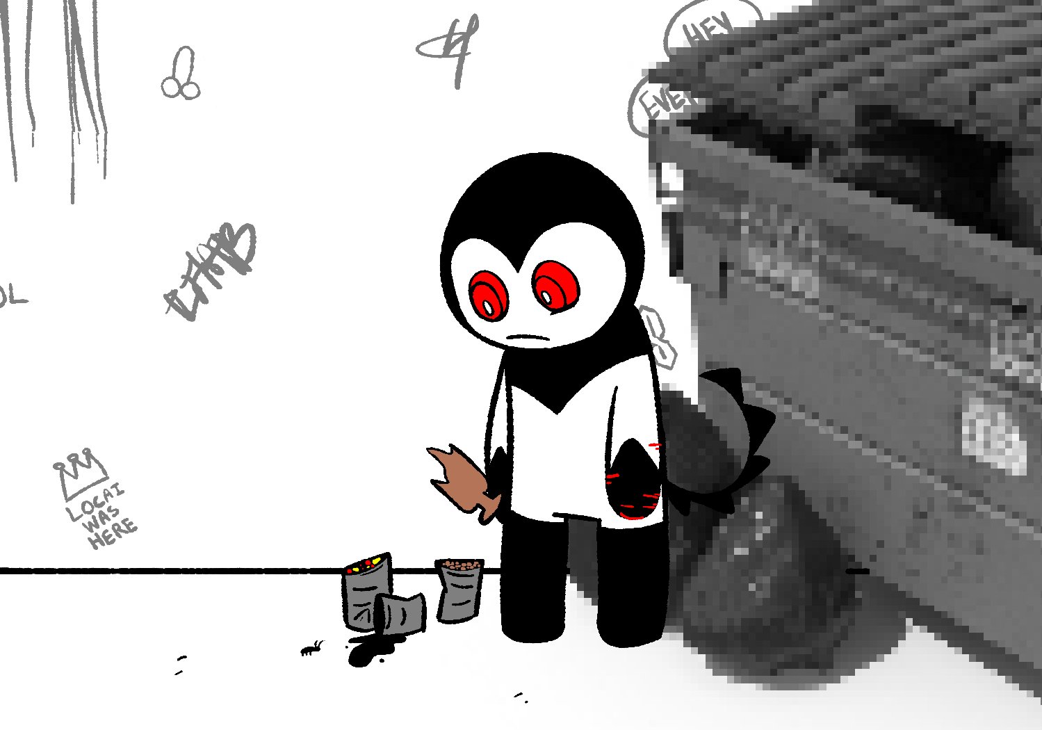 The Storage System disappears to show Alleycat was looking down at the bug on the ground.