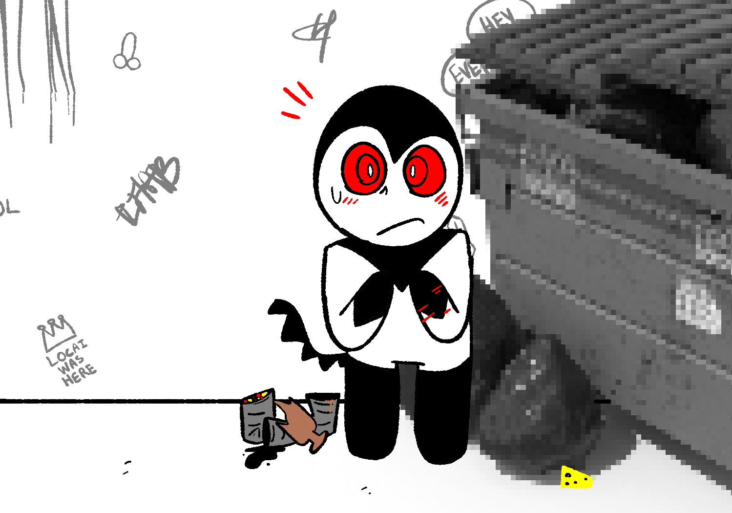Alleycat stands up, visibly flustered.