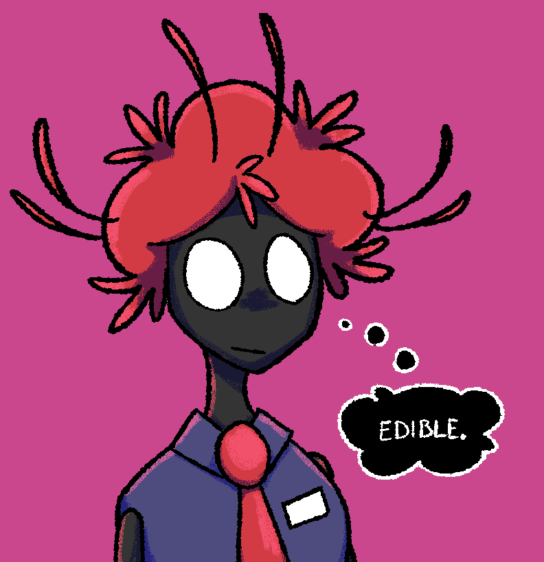 A drawing of Death with a thought balloon that says