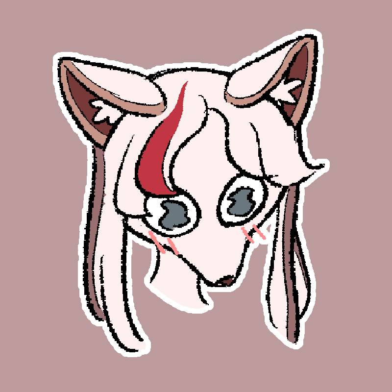 A headshot of an arctic fox character