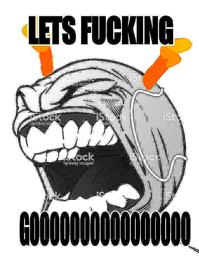 grayscale ball with troll horns surrounded by impact font saying LETS FUCKING GOOOOOOO