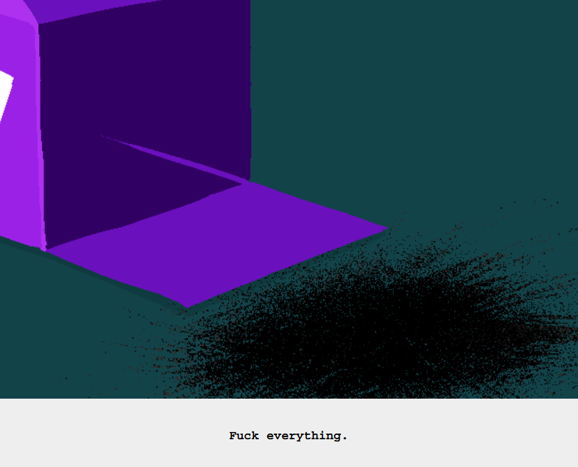 A screenshot of Homestuck: Beyond Canon, page 813. The ashen remains of the mechanical lotus are depicted, and the narrator simply says "Fuck everything."
