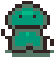 A sprite of a Tenda, a species from the game MOTHER 2. It is a muted teal. Its eyes are little black dots, and its mouth is a straight black line. When clicked, a Duke Nukem voice line plays.