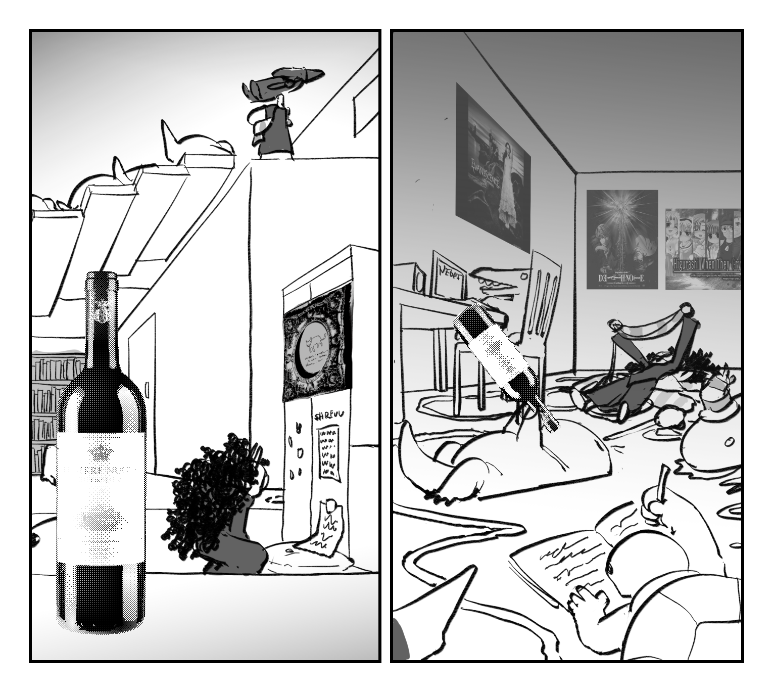 Casey the Salamander chugging wine