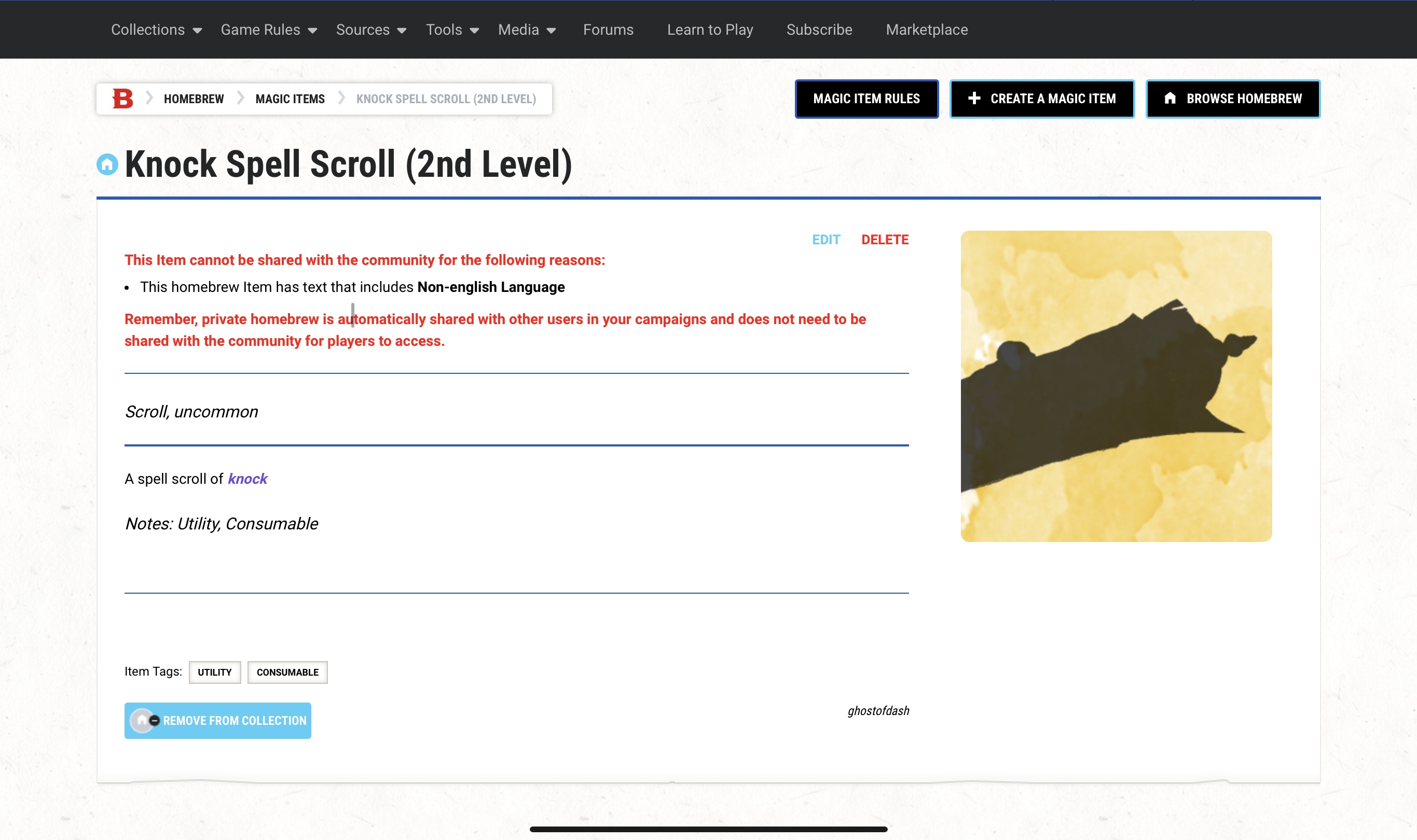 screenshot of the issue