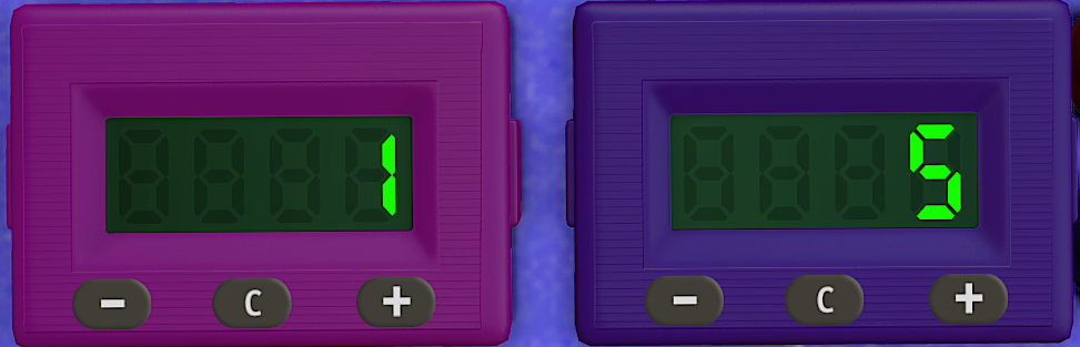 Two counters. One denotes this as Chapter 1, the other shows the current allowance at 5 coins.