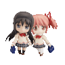 madoka & homura w/ school bags