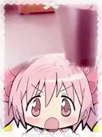 madoka with frosting on her head