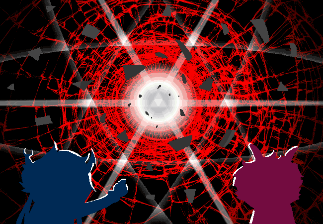 Meenah and (Vriska) watch the beautiful destruction caused by Lord English's rampage