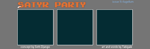 A three panel comic. The panels are empty and dark blue. A shadowy sillhouette swims across behind all three panels. It then swims closer to the front revealing itself to be a flagellum like creature with the Foat's head. It passes over the barrier between the second and third panels.