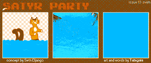 A three panel comic. The Foat is swimming. The water becomes outragously shitty and overtakes the Foat. In the third panel he slowly floats back to the surface.