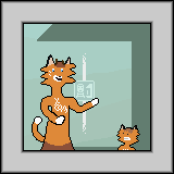 Panel two of three. The Foat's son approaches while the Foat reacts with mild surprise.