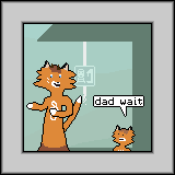 Panel three of three. The Foat turns around and begins to escape to the left. Foat's son says "dad wait"