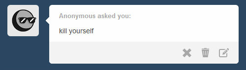 An anonymous tumblr user asks, "kill yourself"