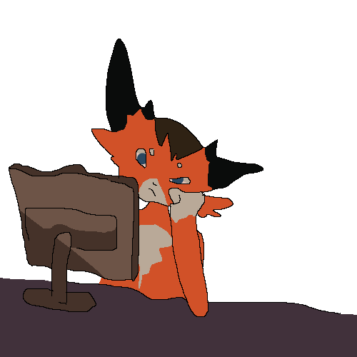 The Foat stares at a computer screen in mild displeasure, his head resting on his fist.