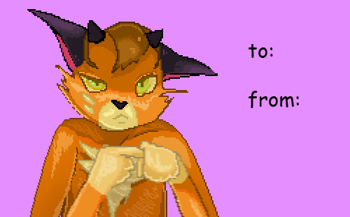 The Foat makes a rude and sexual gesture with his paws. There are blank spaces to write "to" and "from" for valentine's day.