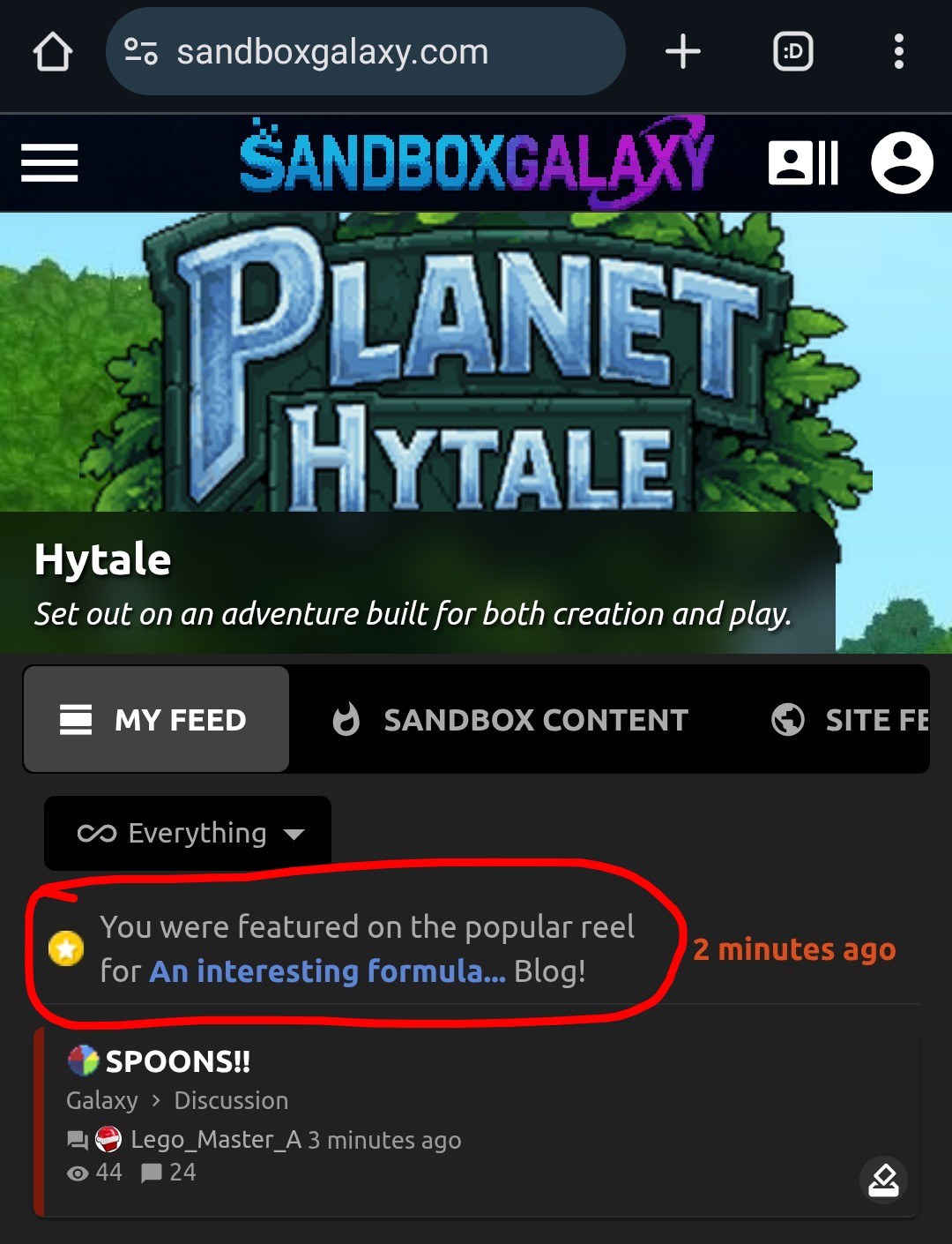 Interesting formula blog featured on reel notification circled