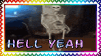stamp: dancing skeleton with the text 'Hell yeah'