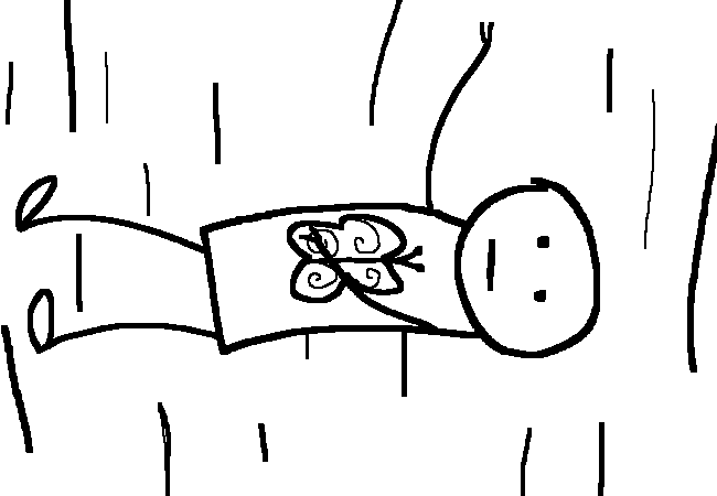 A stick figure falling.