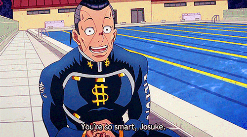 Okuyasu praising Josuke's intelligence Josuke thanks him for the compliment