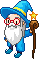 a little wizard in blue robes