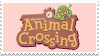 Animal crossing logo, pink background.